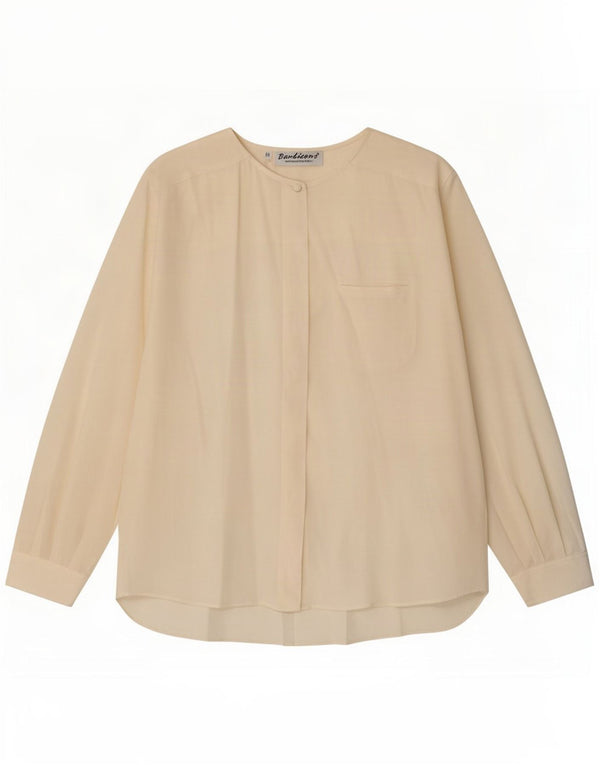 Vintage mujer camisa de gran tamaño blusa IT 50 XL seda beige