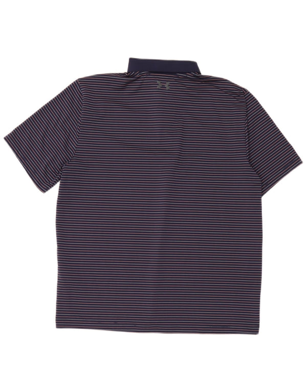 Polo Under Armour para hombre, talla grande, poliéster con rayas diplomáticas en azul marino
