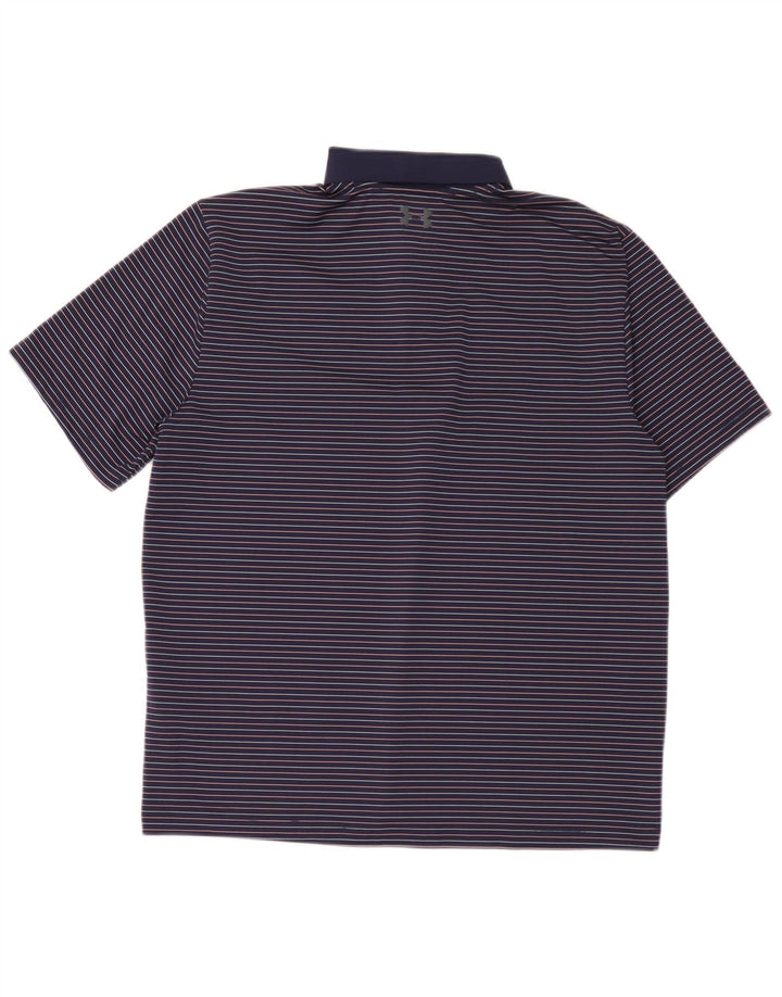 Polo Under Armour para hombre, talla grande, poliéster con rayas diplomáticas en azul marino