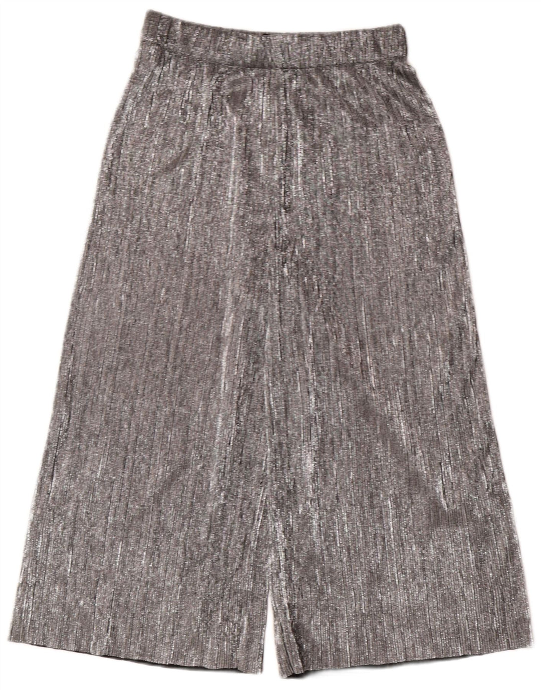 ZARA Mujer Pantalón Capri Pierna Ancha XS W24 L20 Poliéster Plateado