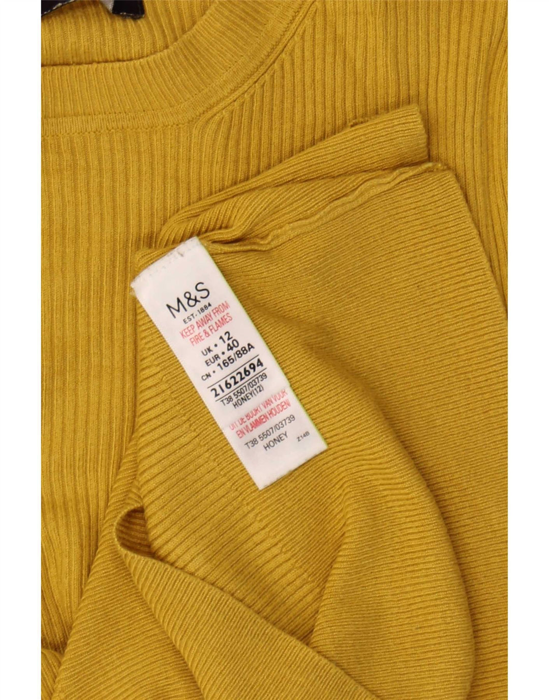 Marks & Spencer Jersey de cuello redondo para mujer UK 12 Viscosa amarilla mediana