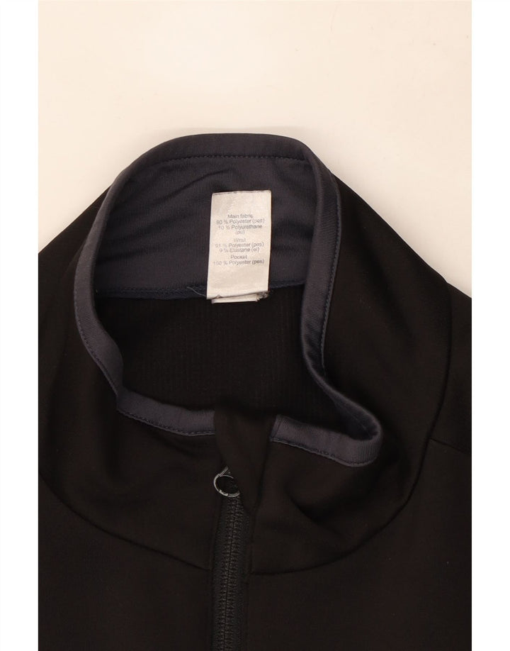 Vintage hombres chándal top chaqueta grande poliéster negro