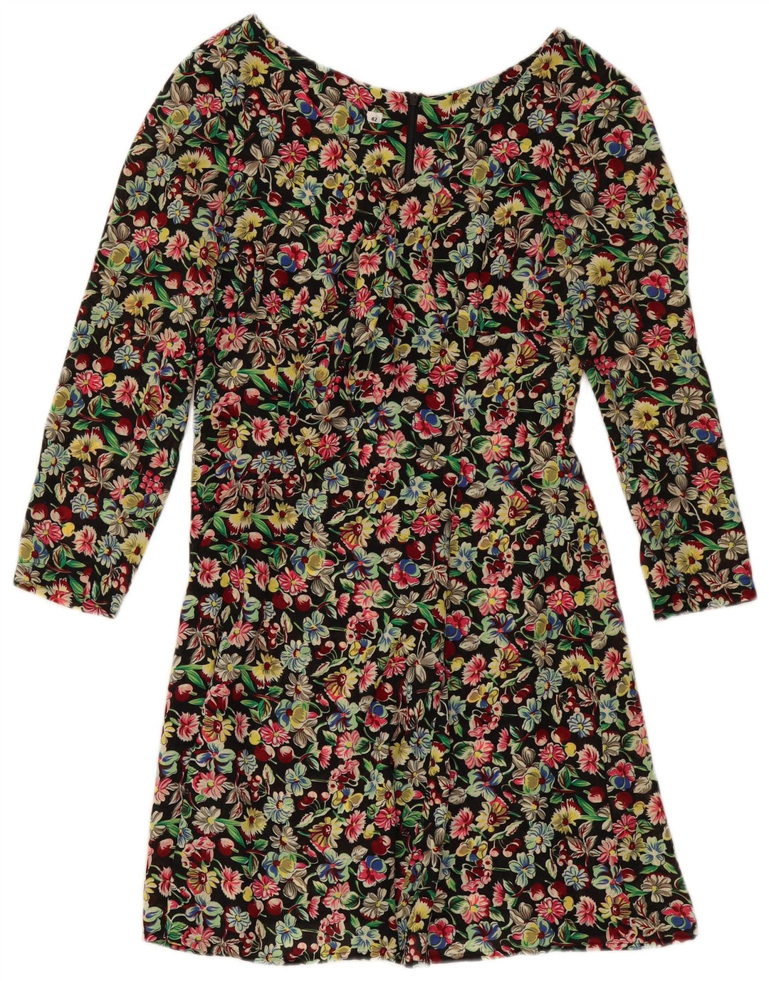 VINTAGE Vestido de manga larga para mujer IT 42 Floral multicolor medio