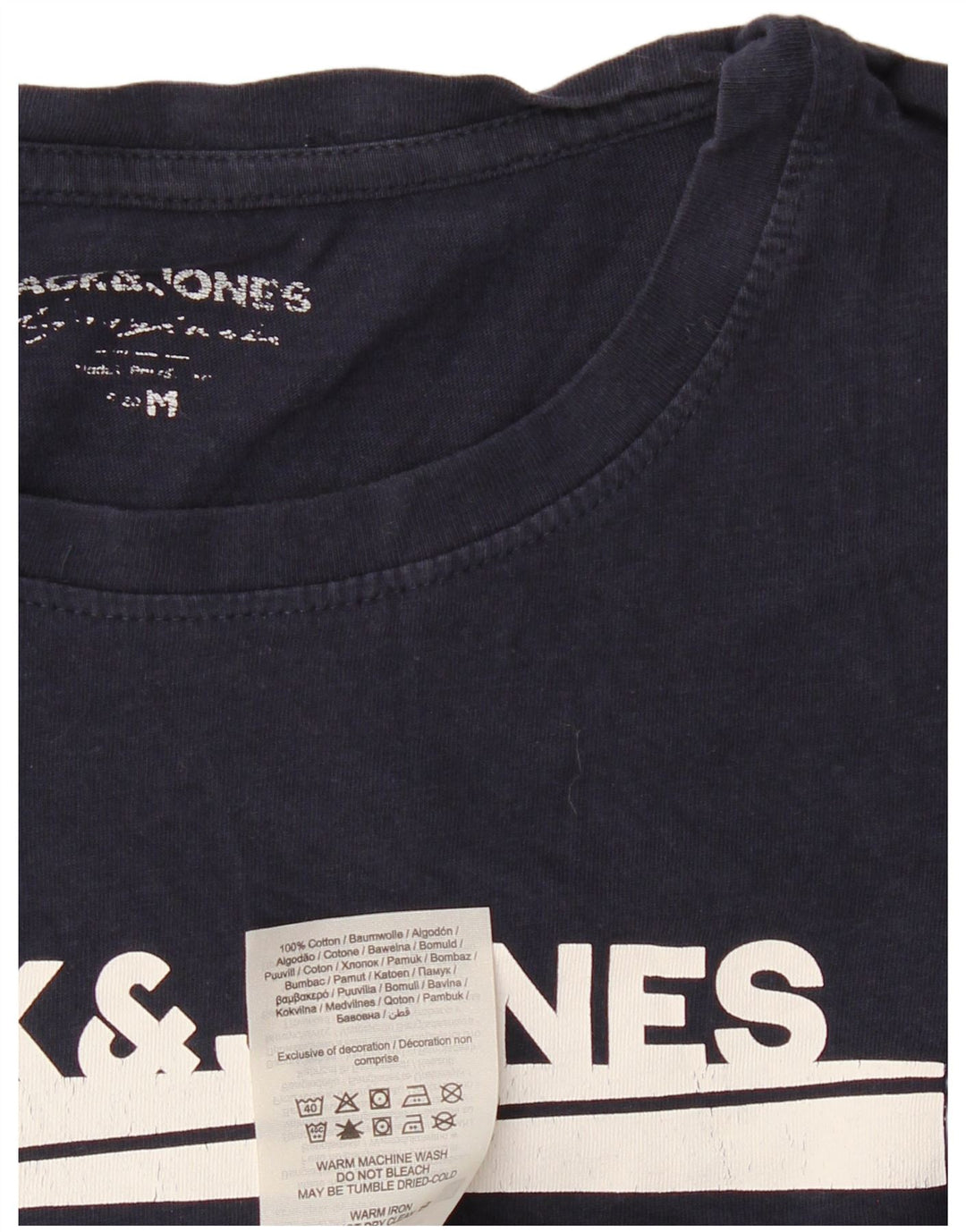 JACK & JONES Hombre Camiseta Gráfica Top Medium Azul Marino Algodón