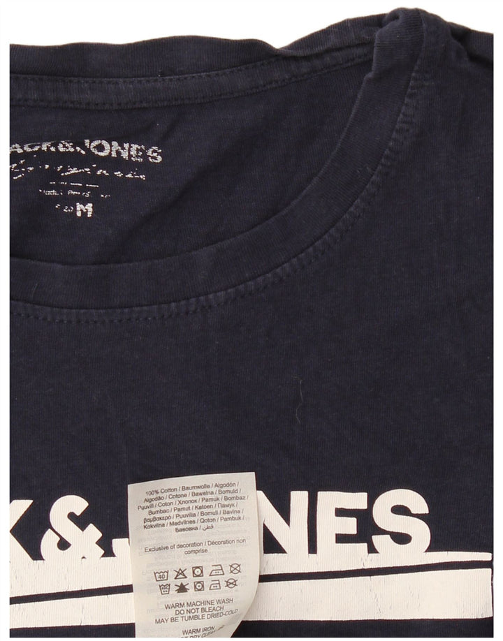 JACK & JONES Hombre Camiseta Gráfica Top Medium Azul Marino Algodón
