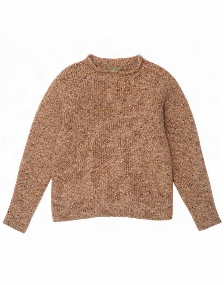 Aran Suéter extragrande con cuello de tortuga para mujer UK 10 Small Beige Moteado