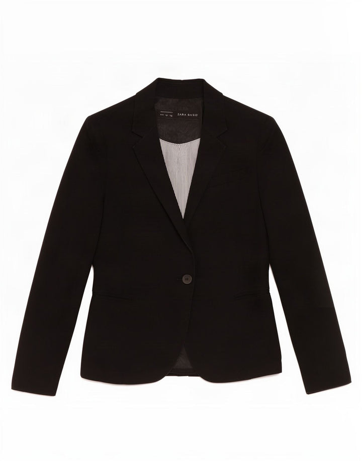 Zara Chaqueta Blazer De 1 Botón para Mujer UK 44 Grande Negro