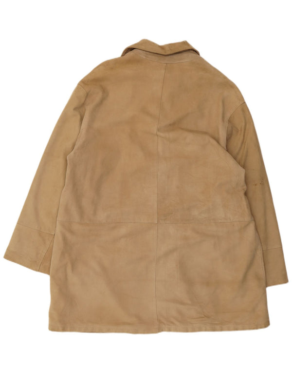 VINTAGE Abrigo de ante para mujer IT 46 Cuero beige grande