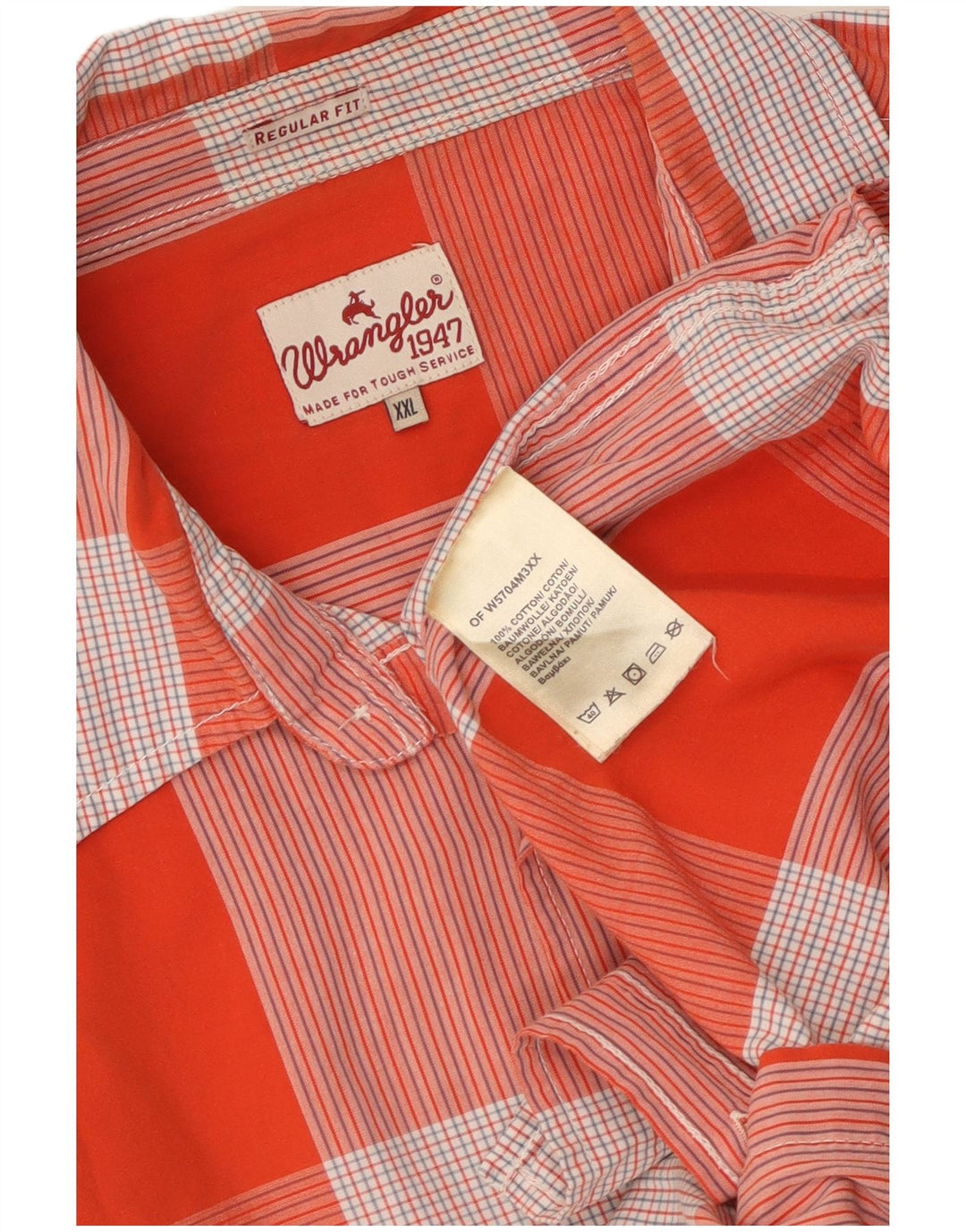 Wrangler Camisa de manga corta para hombre, ajuste regular, 2XL, algodón a cuadros naranja