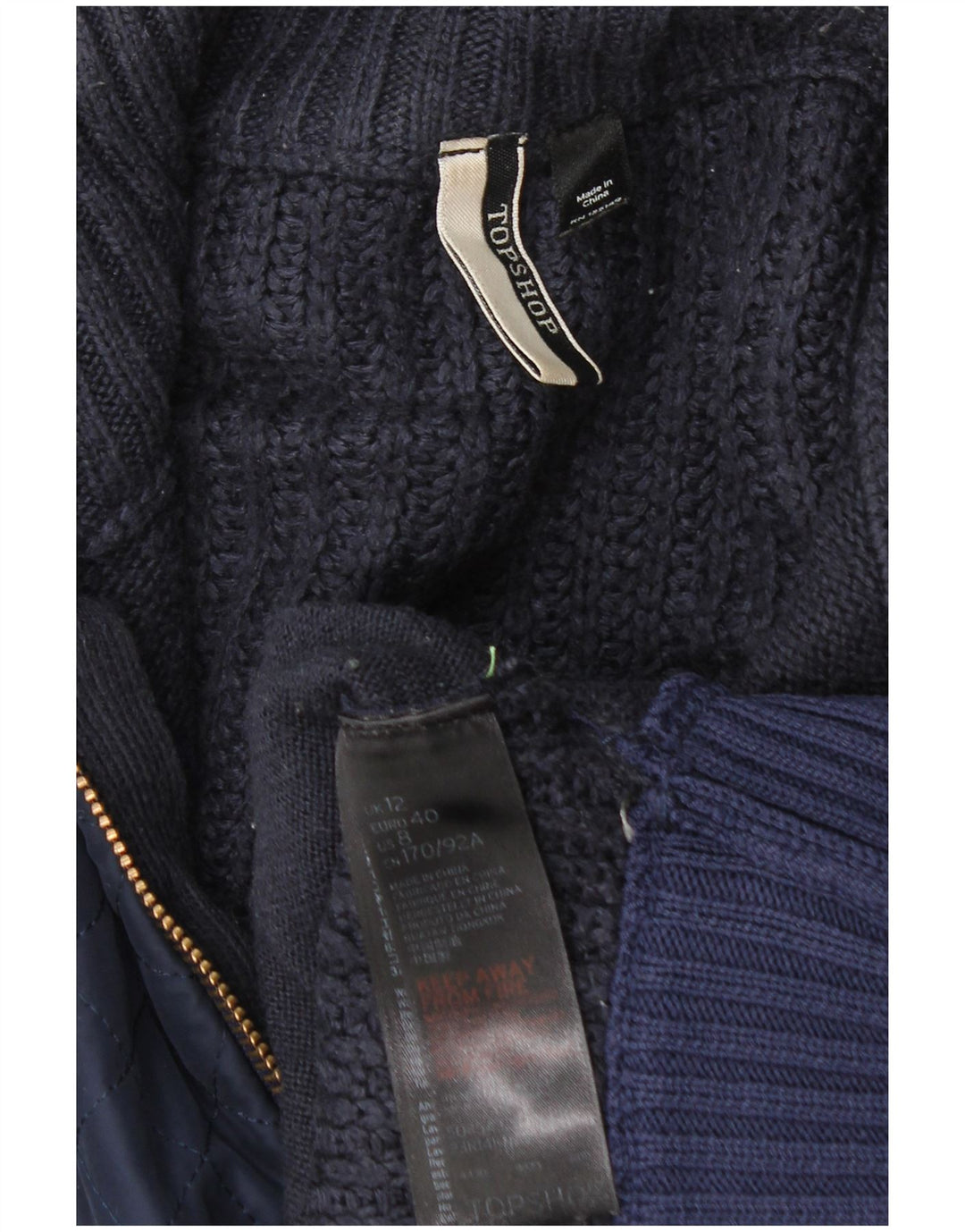 Topshop Jersey extragrande con cuello y cremallera para mujer UK 12 Medium Azul marino