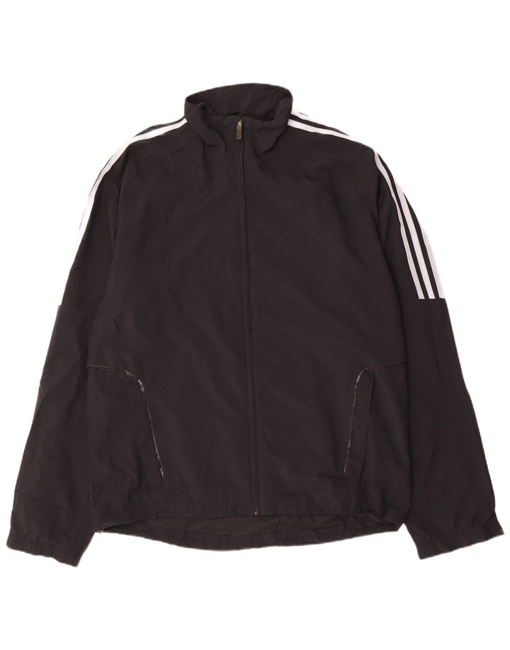 Adidas Hombre Climalite Chándal Top Chaqueta Mediano Negro Colorblock