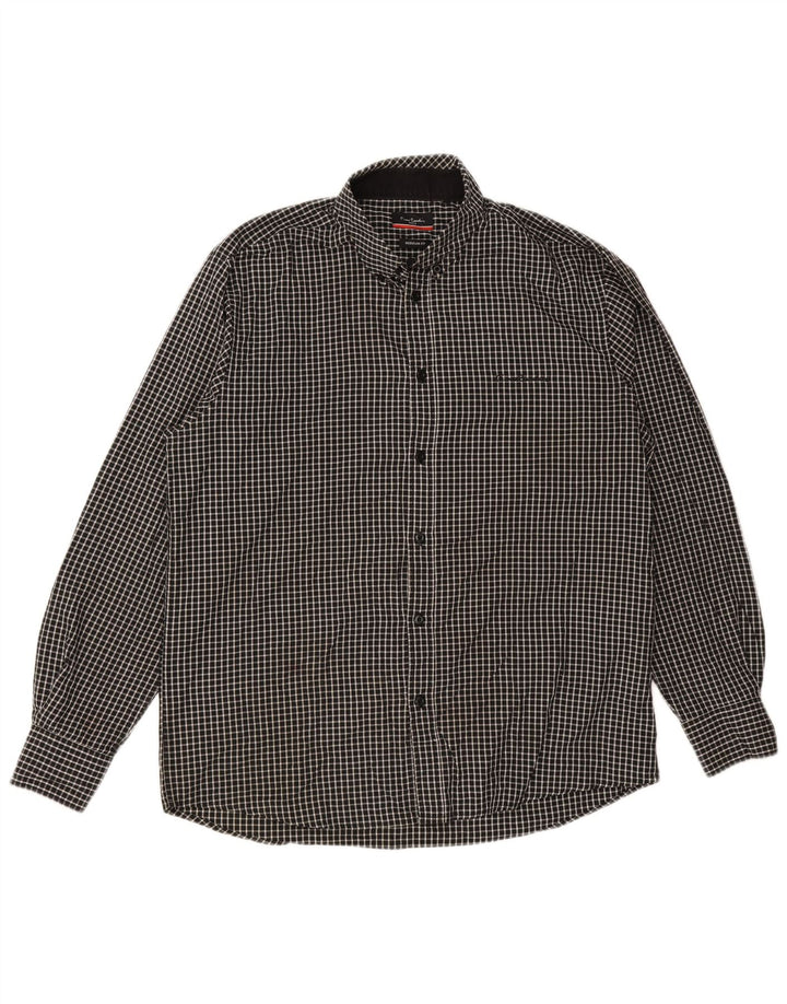 Pierre Cardin Camisa Regular Fit Hombre XL Poliéster A Cuadros Negro