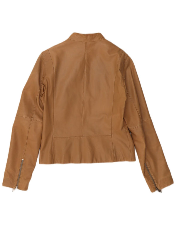 Tommy Hilfiger Chaqueta de cuero para mujer UK 44 Cuero marrón medio