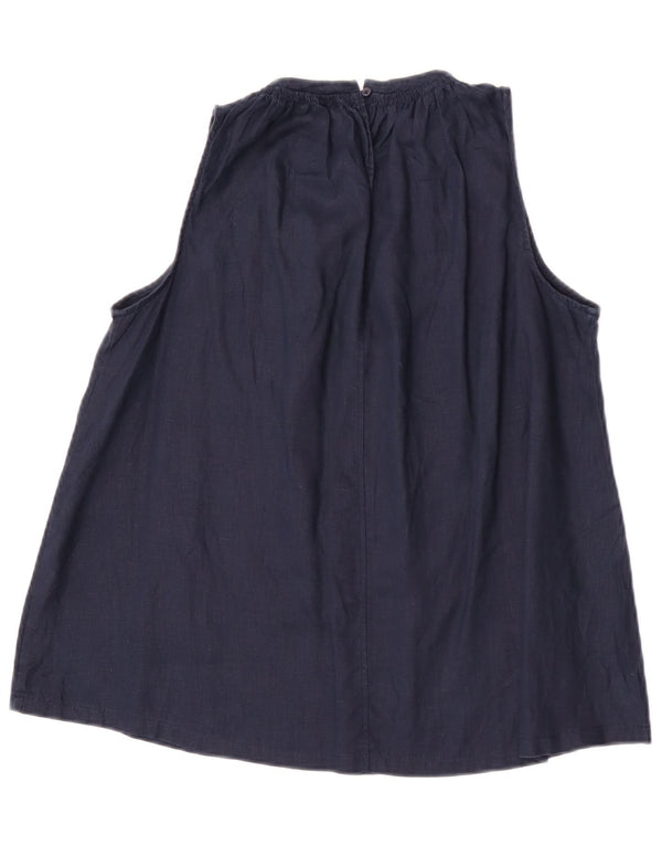 Benetton Blusa Sin Mangas para Mujer UK 40 Small Lino Azul Marino