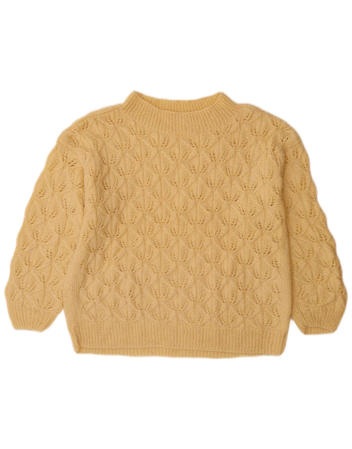 VINTAGE Mujer Cuello Tortuga Jersey Suéter Reino Unido 14 Grande Beige