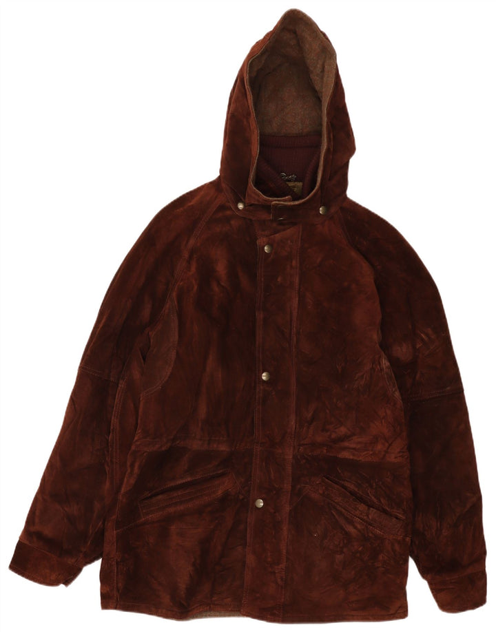 CONBIPEL Chaqueta de ante con capucha para hombre UK 40 Large Brown