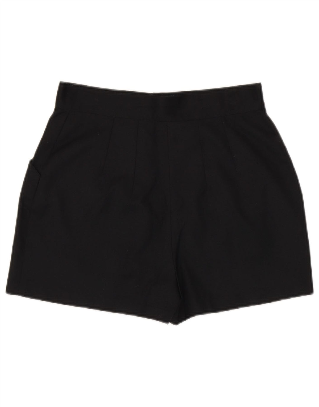 Vintage Mujer Casual Shorts Medio W28 Poliéster Negro