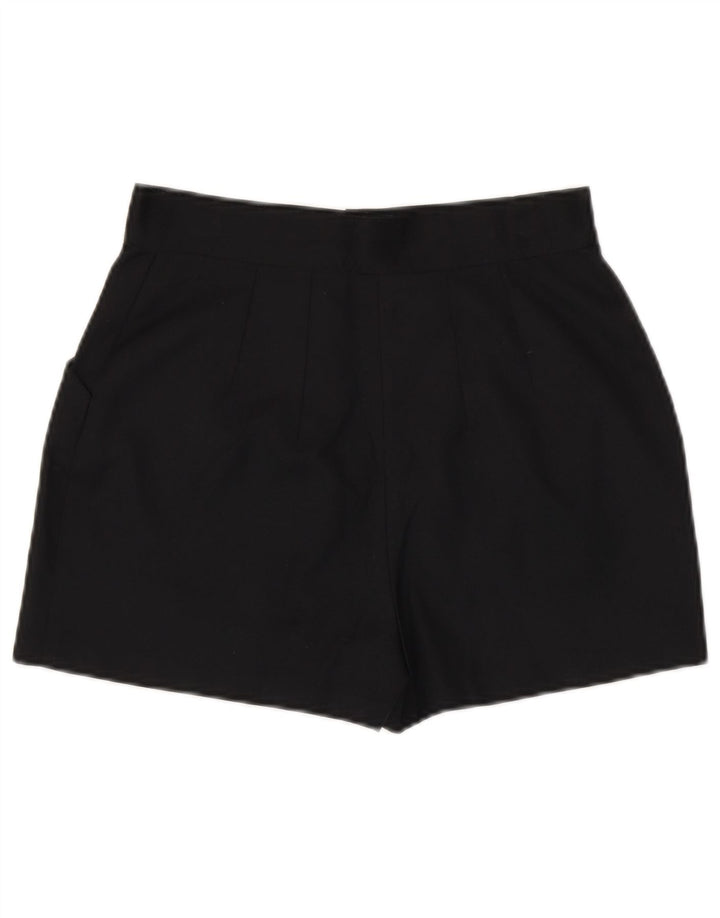 Vintage Mujer Casual Shorts Medio W28 Poliéster Negro
