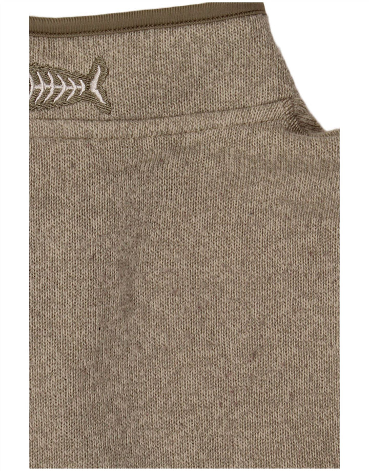 Weird Fish Jersey con cuello y cremallera para hombre, poliéster, color caqui, grande