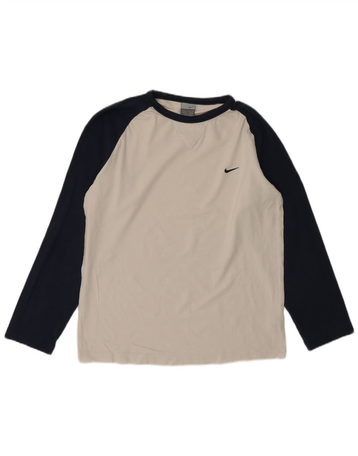 Nike Camiseta de manga larga para hombre UK 39/41 Medium Blanco Colorblock Algodón