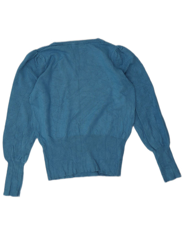 Marks & Spencer Jersey con Cuello Barco para Mujer UK 10 Small Blue Chevron