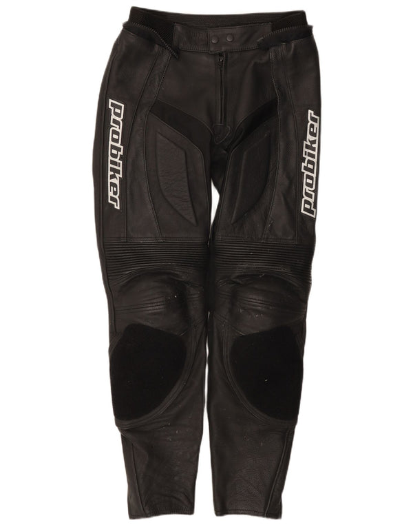 Probiker Hombre Moto Racer Pantalones de Cuero IT 50 Large W30 L30 Cuero Negro