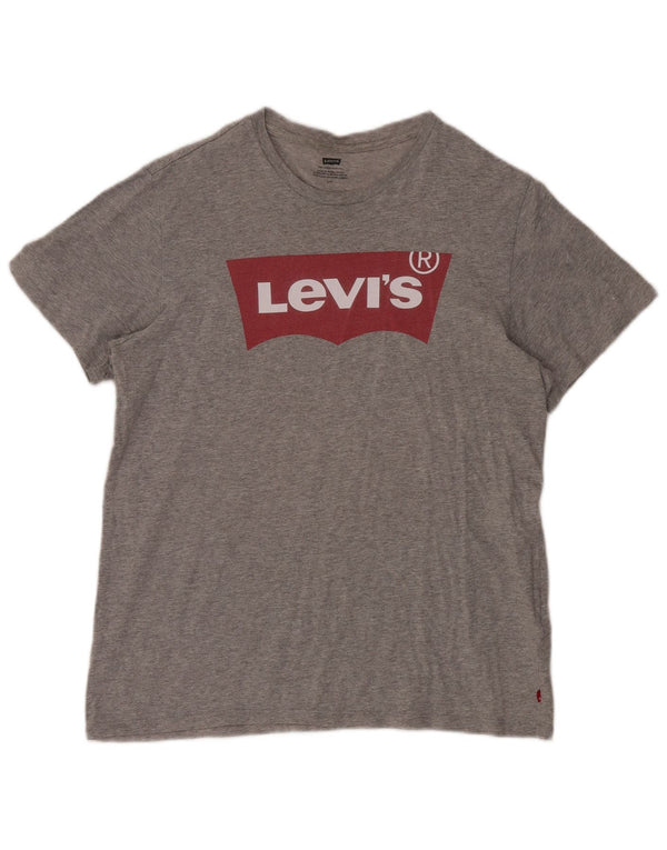 LEVI'S Camiseta gráfica para hombre Top grande de algodón gris