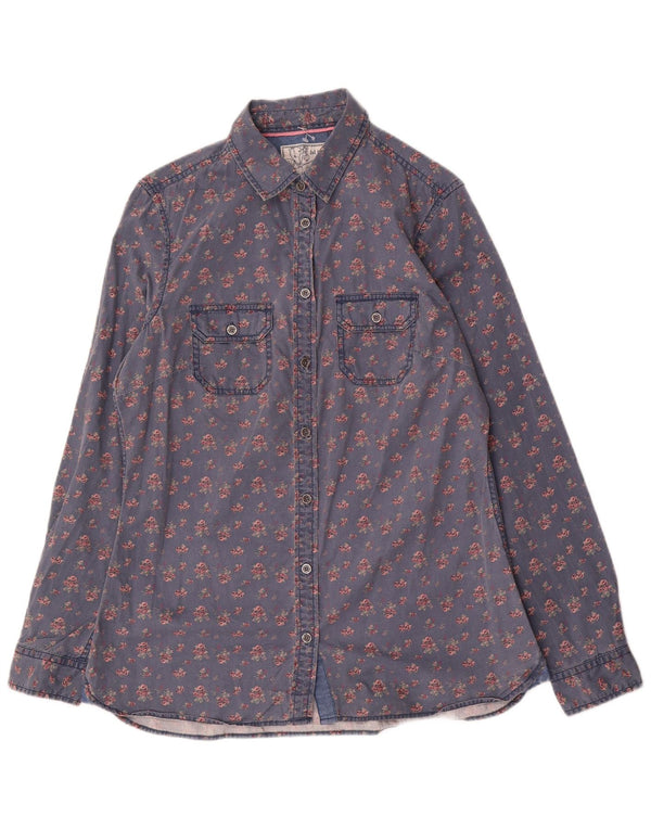 Camisa para mujer Fat Face UK 44 Algodón floral azul grande