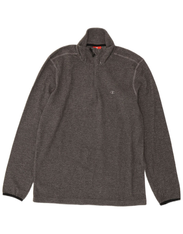 CHAMPION Jersey de forro polar con cuello y cremallera para hombre Poliéster moteado gris medio