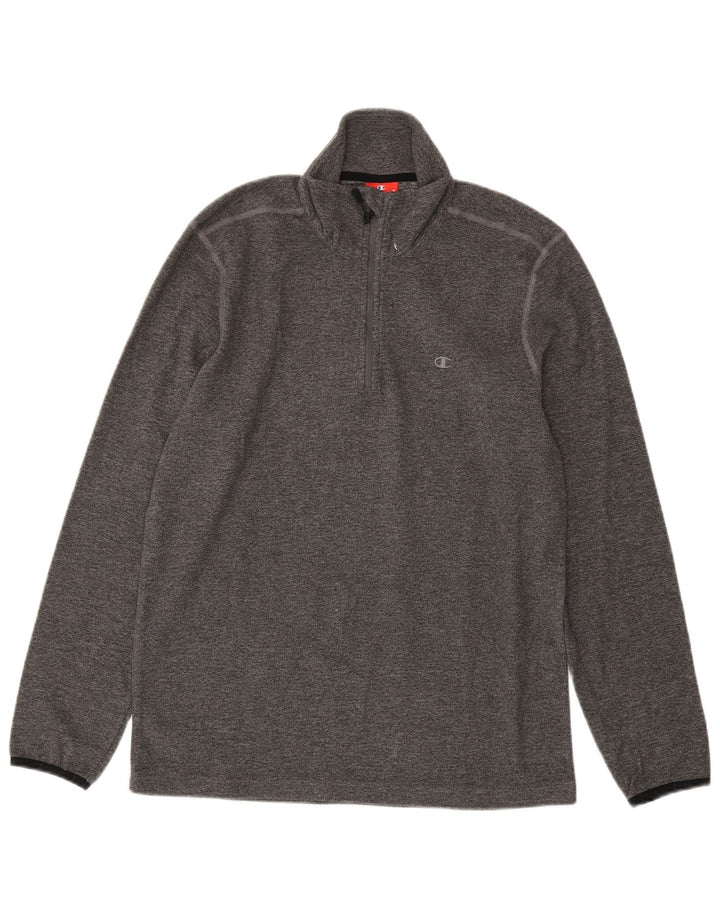CHAMPION Jersey de forro polar con cuello y cremallera para hombre Poliéster moteado gris medio