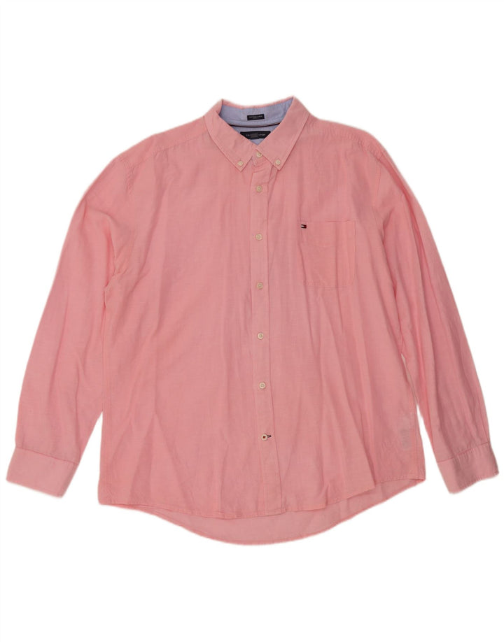 TOMMY HILFIGER Camisa Hombre XL Rosa Algodón