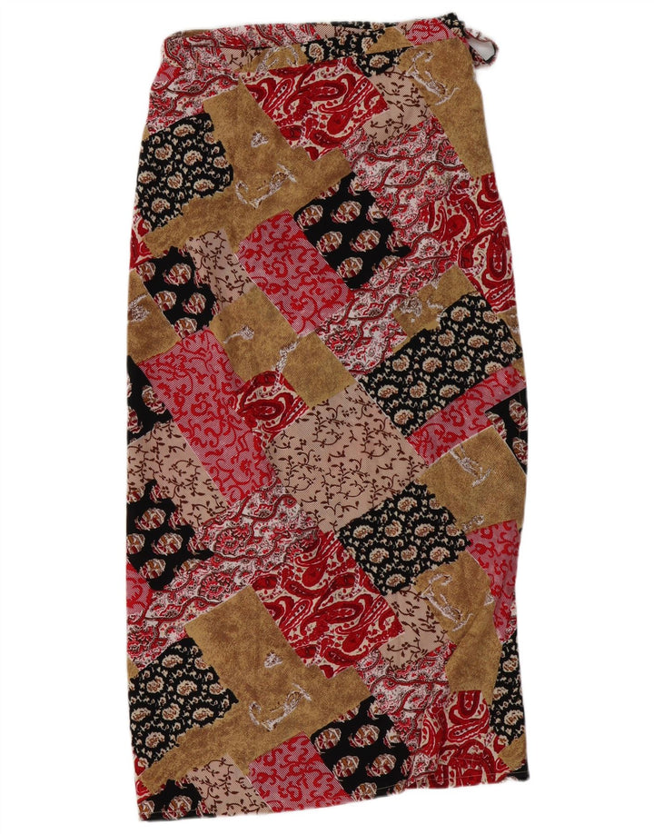 VINTAGE Falda larga cruzada para mujer W30 Viscosa de patchwork multicolor mediana