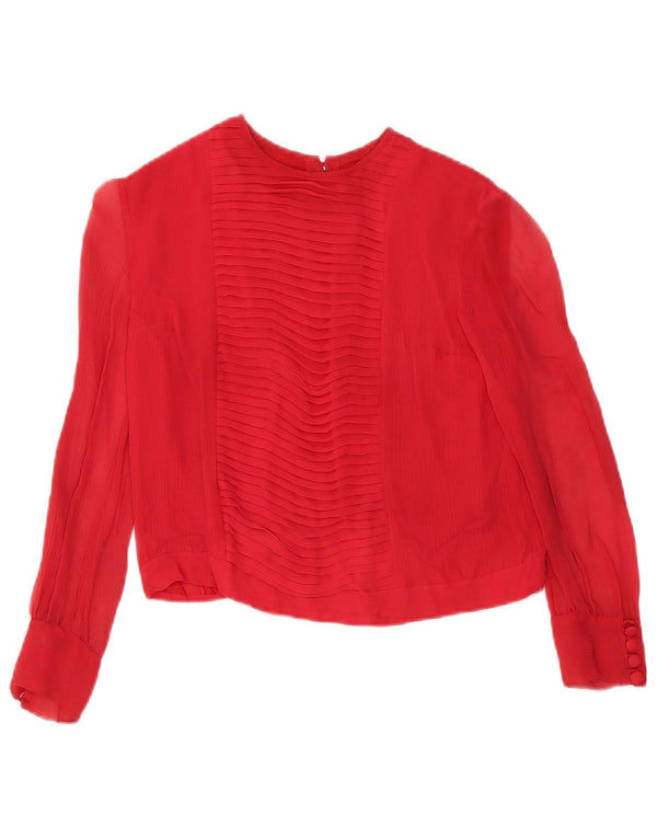 Blusa vintage de manga 3/4 para mujer UK 10 Small Red