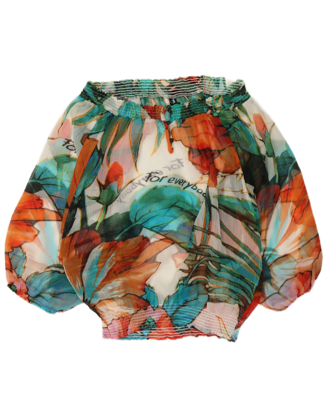 Desigual Top de manga larga con hombros descubiertos para mujer UK 10 Small Multicolor