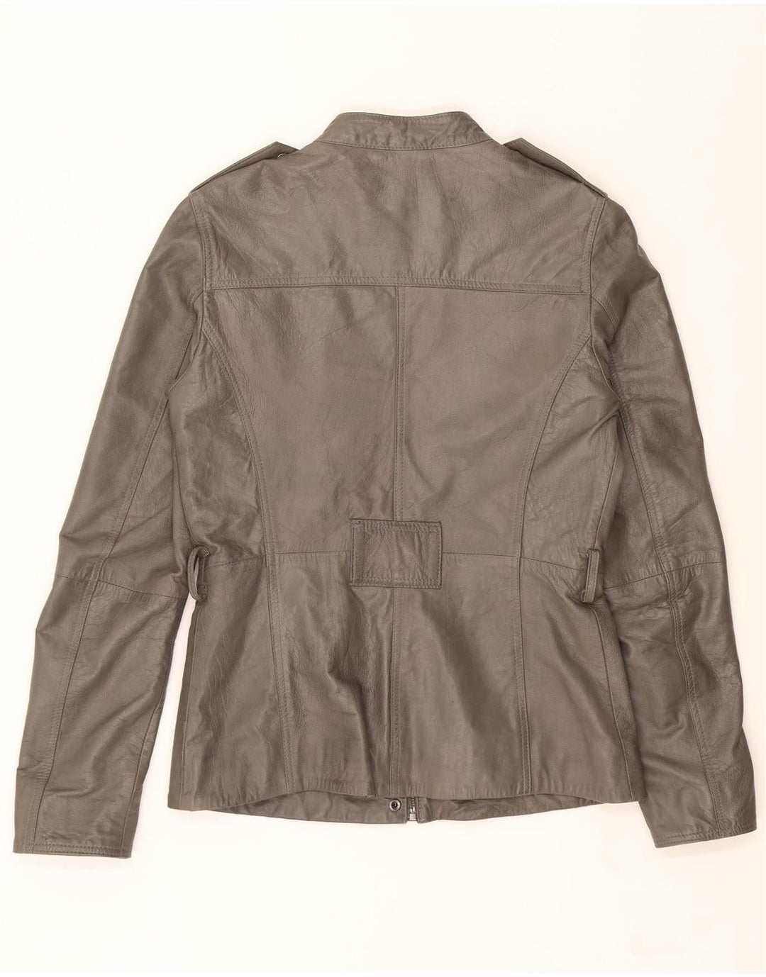 VINTAGE Womens Leather Jacket UK 12 Medium Grey Leather Vintage Vintage and Second-Hand Vintage from Messina Hembry 