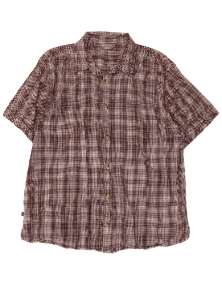 Camisa de manga corta para hombre Mountain Warehouse XL Algodón a cuadros marrón