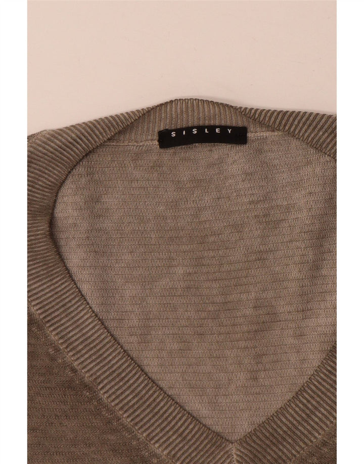 Sisley Jersey con cuello en V para hombre, talla grande, marrón