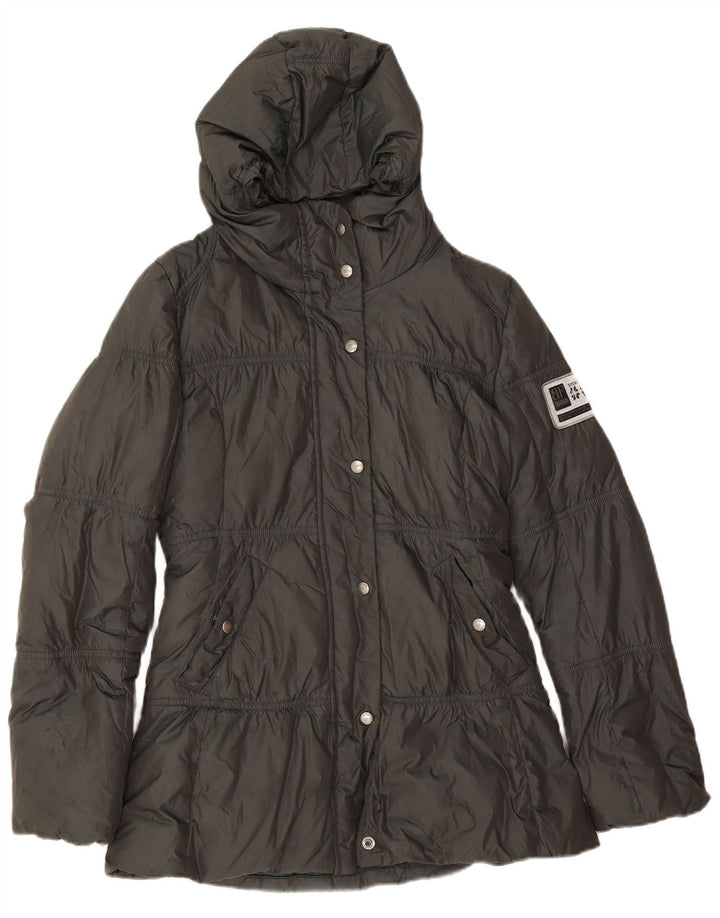 Belfe Chaqueta acolchada con capucha para mujer UK 8 Small Caqui Poliéster
