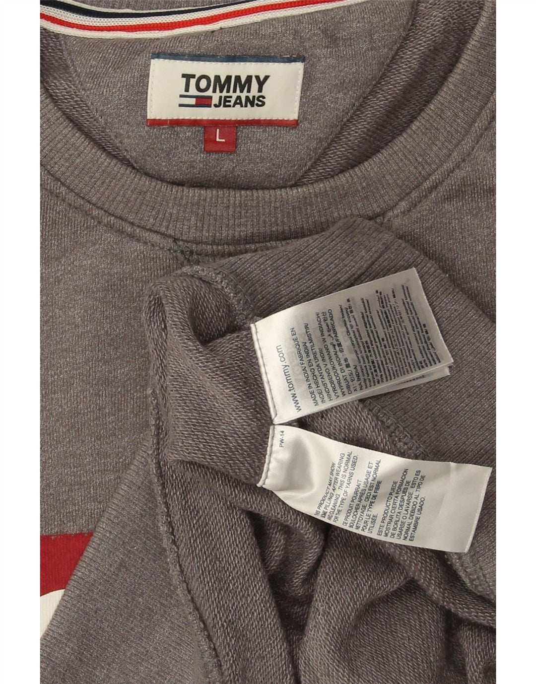 TOMMY HILFIGER Sudadera gráfica para hombre Jumper Large Gris Algodón