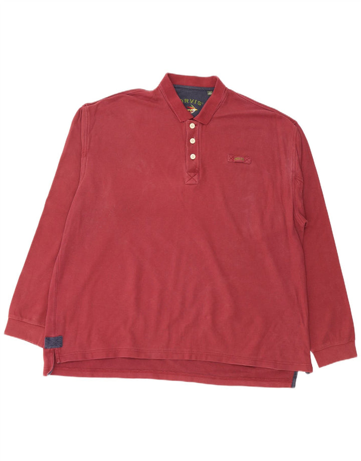 ORVIS Polo de manga larga para hombre 2XL Algodón burdeos