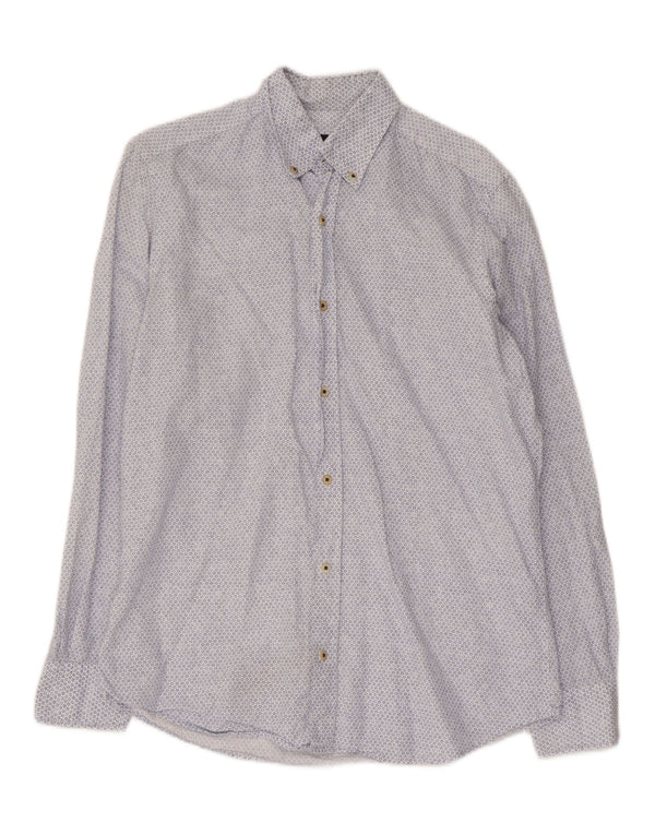 Camisa Massimo Dutti Hombre Small Azul Floral Algodón