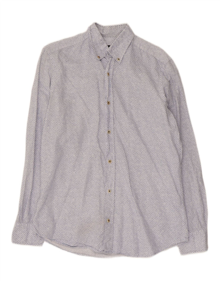 Camisa Massimo Dutti Hombre Small Azul Floral Algodón