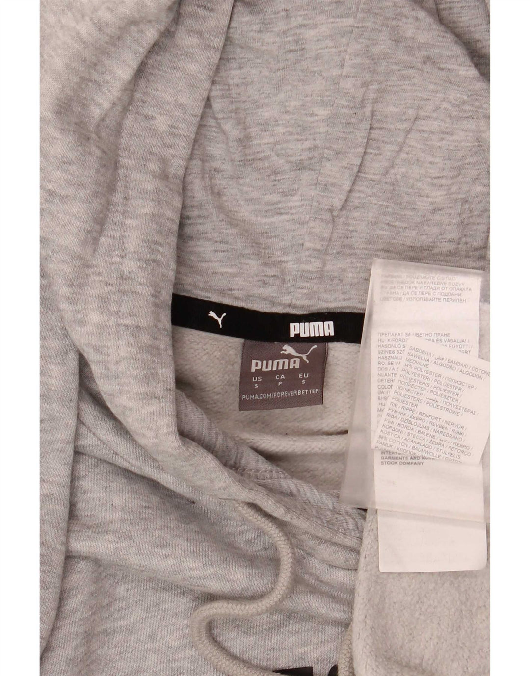 Puma Sudadera con capucha gráfica para hombre Jersey pequeño de algodón gris