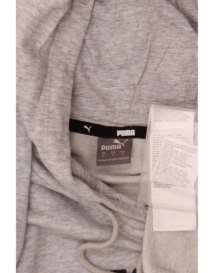 Puma Sudadera con capucha gráfica para hombre Jersey pequeño de algodón gris