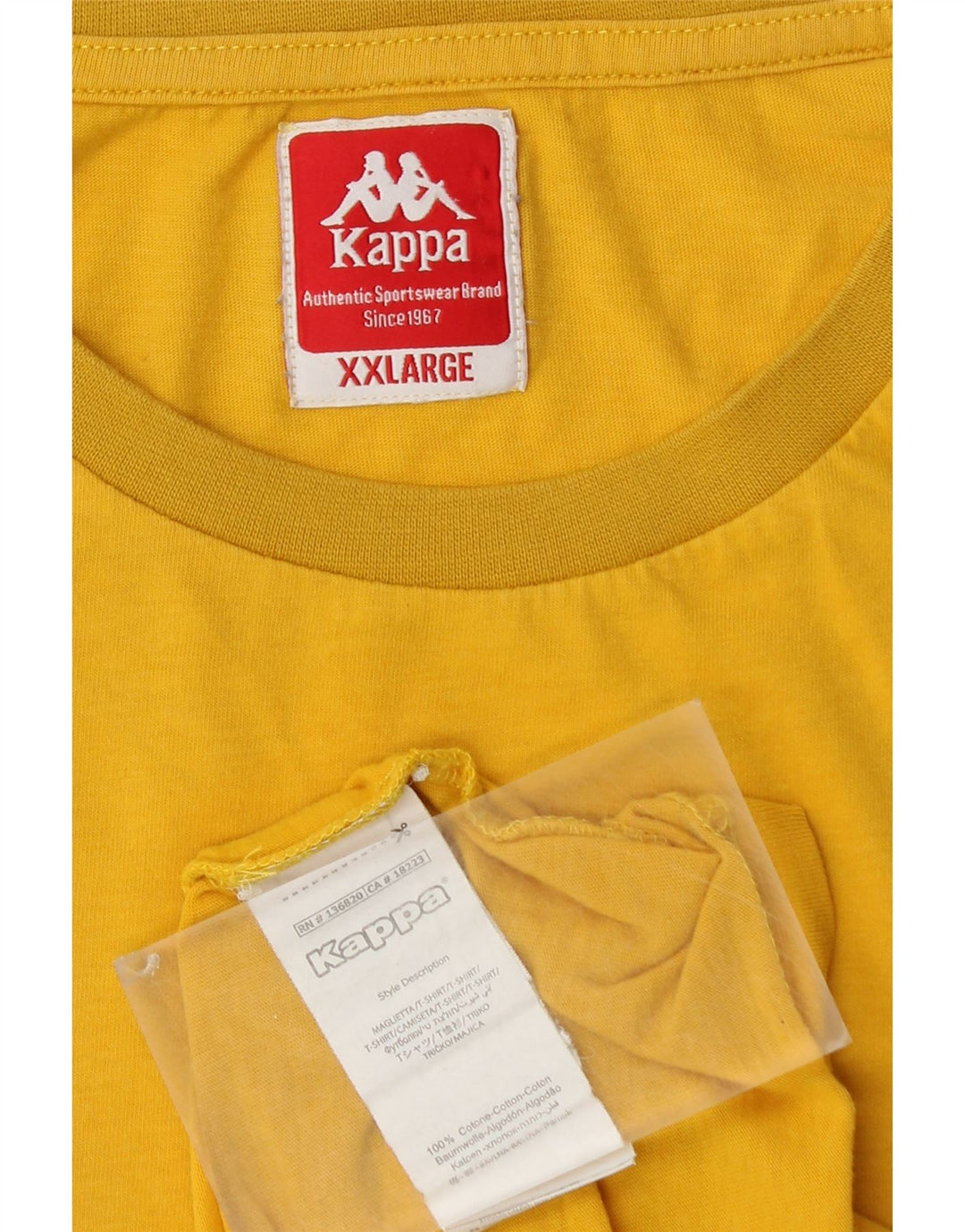 KAPPA Camiseta Hombre Top 2XL Algodón Amarillo