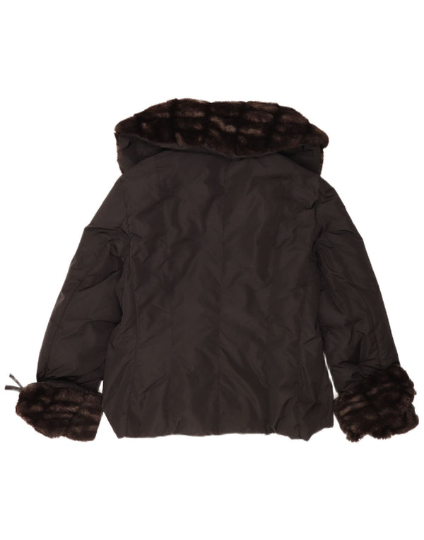 Marella Womens Faux Fur Padded Jacket UK 18 XL Black Polyamide
