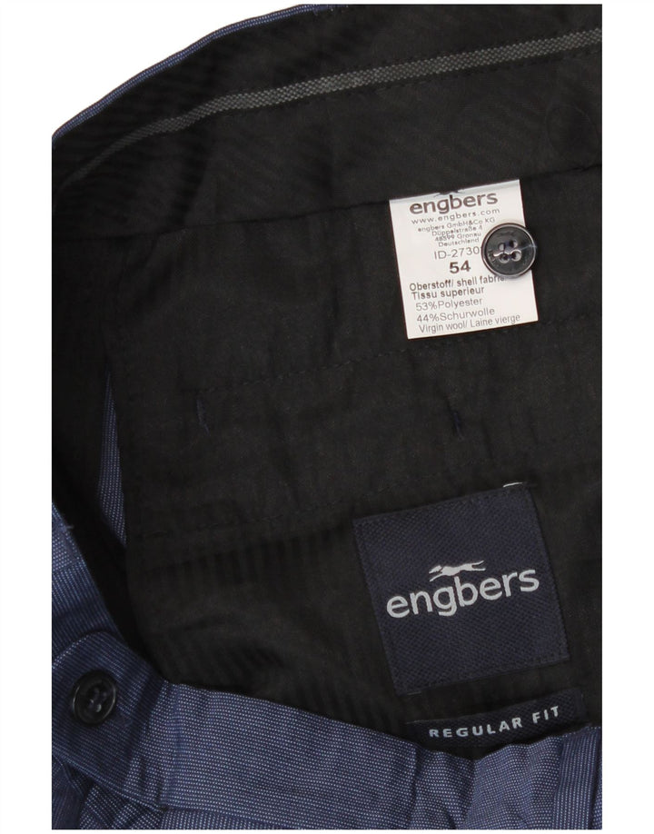 Engbers Pantalón de traje de corte regular para hombre IT 54 2XL W38 L33 Poliéster azul