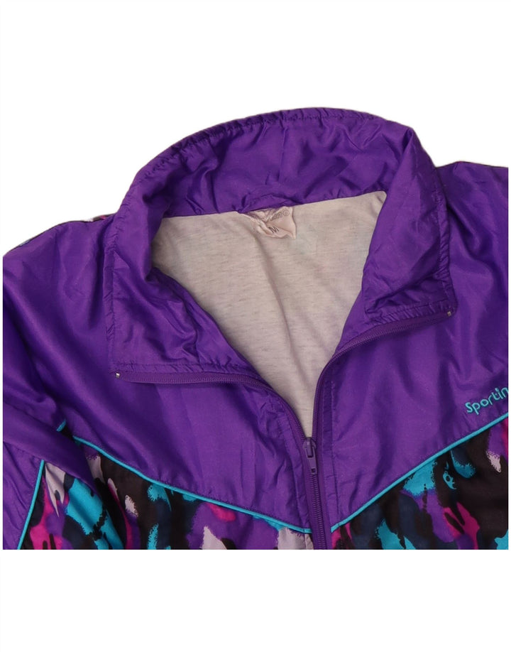 VINTAGE Chaqueta superior de chándal para hombre Nylon color block mediano morado