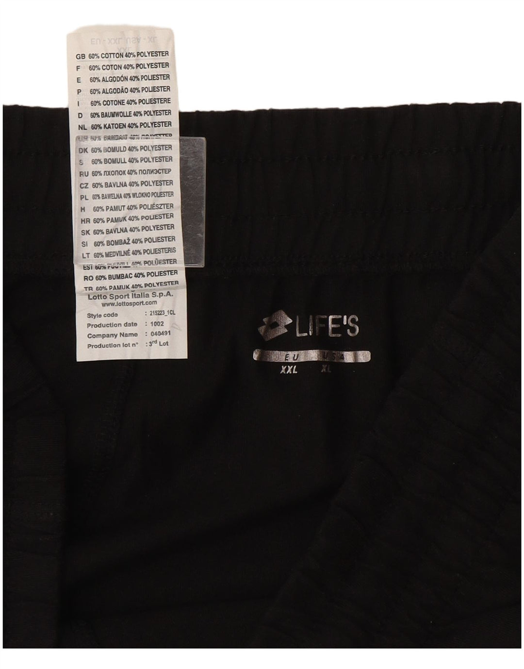 Lotto Pantalones cortos deportivos para hombre 2XL Algodón negro