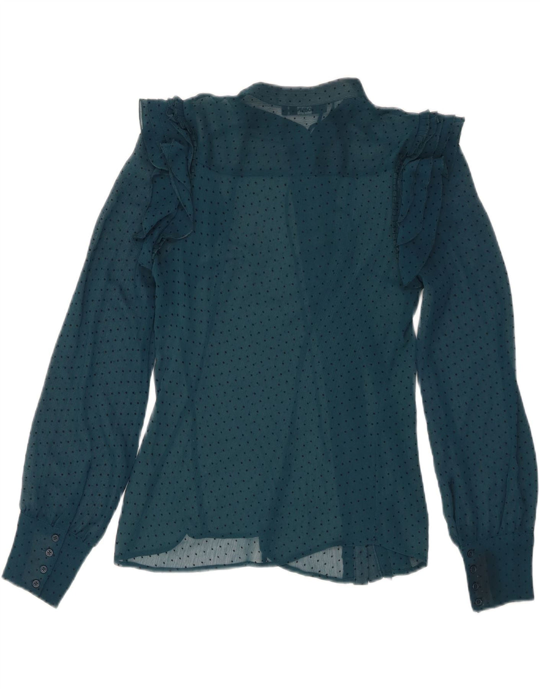 Oasis Blusa tipo camisa transparente con lazo en la parte delantera para mujer UK 8 Small Blue Spotted